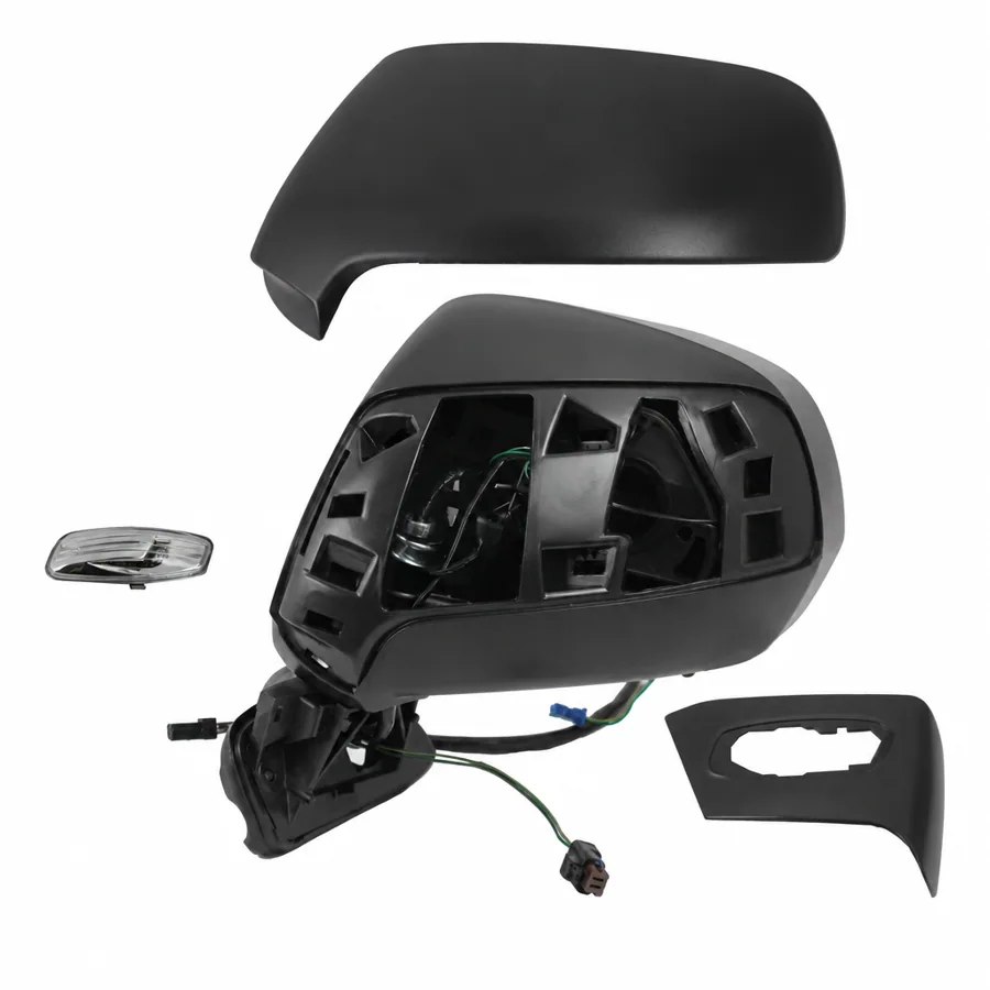 Citroen C4 Picasso Left Heated Electric Complete Mirror Unit, Paintable - Black (2006–2013)