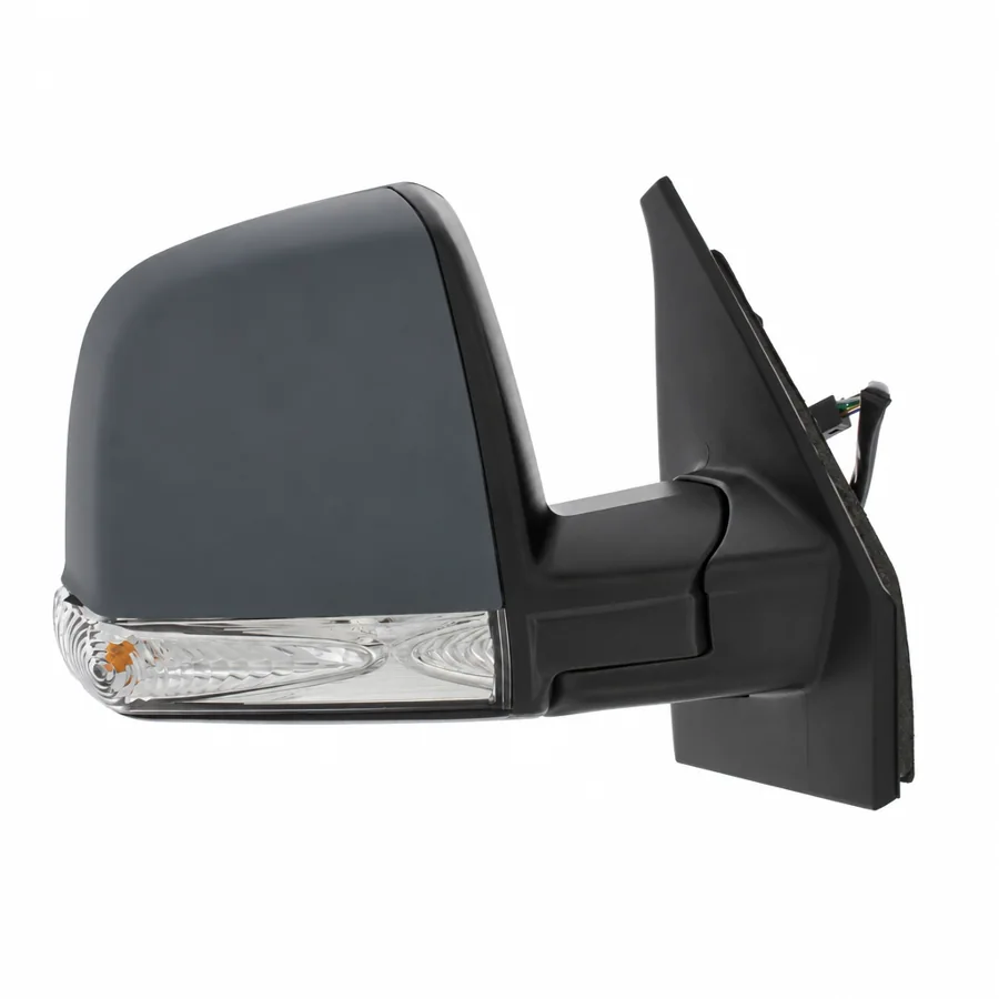 Fiat Doblo Right Heated Electric Complete Mirror Unit, Primed (2010–2023) — Single Glass - 6 Pin Connector