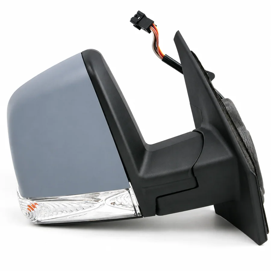 Fiat Doblo Right Heated Electric Complete Mirror Unit, Primed (2010–2023) — Single Glass - 8 Pin Connector