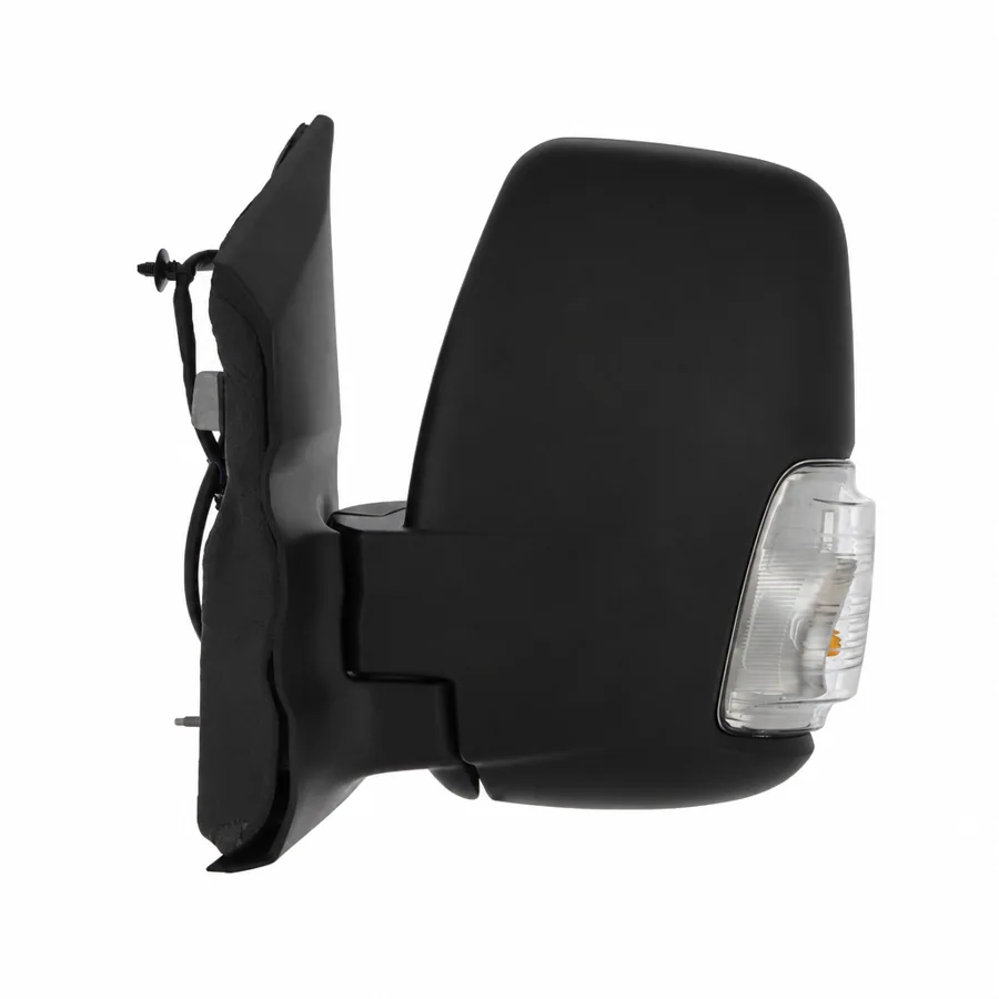 Ford E-Transit Left Heated Electric Complete Mirror Unit, Black - Textured (2022 onwards) — Indicator: Yes - Clear - Includes 16w Amber Bulb