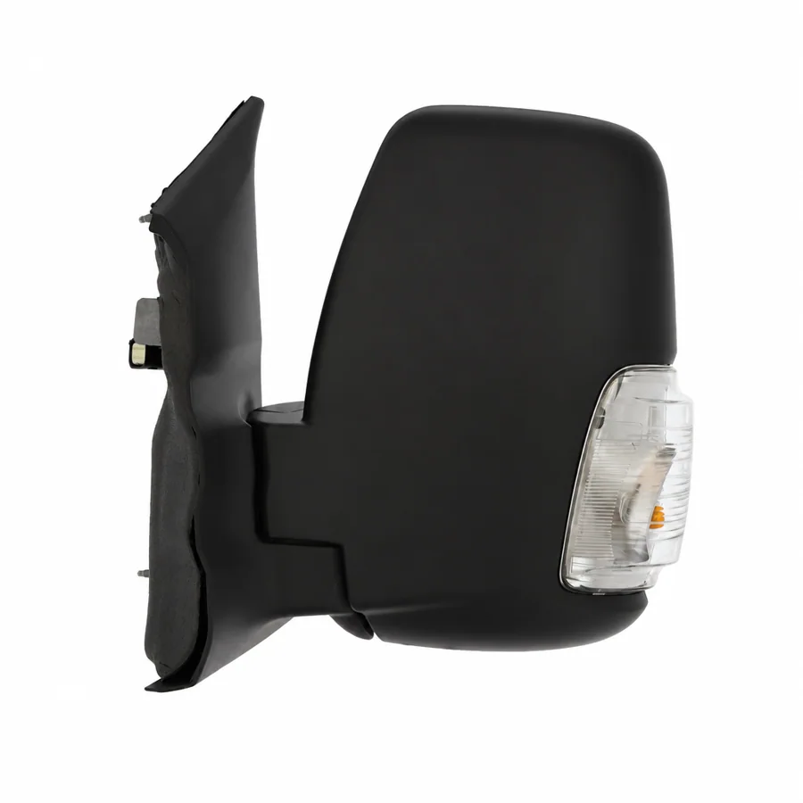 Ford E-Transit Left Complete Mirror Unit, Black - Textured (2022 onwards) — Indicator: Yes - 16w Bulb - Amber Reflector
