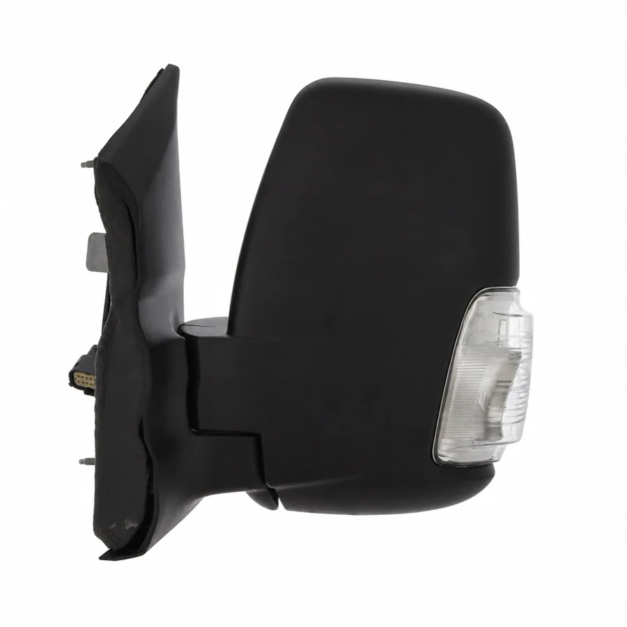 Ford E-Transit Left Complete Mirror Unit, Black - Textured (2022 onwards) — Indicator: Yes - Clear - Includes 5w Amber Bulb