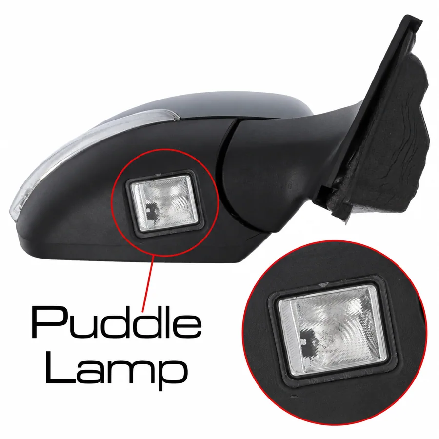 Ford Kuga Right Heated Power Folding Complete Mirror Unit, Primed (2012–2020) — Aspherical Glass With Blind Spot Detection Warning Light