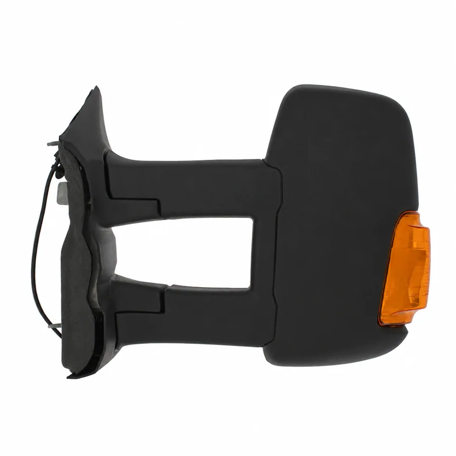 Ford Transit Left Complete Mirror Unit, Black - Textured (2014–2019) — Long Arm - 8 Hole 2 Pin Connector