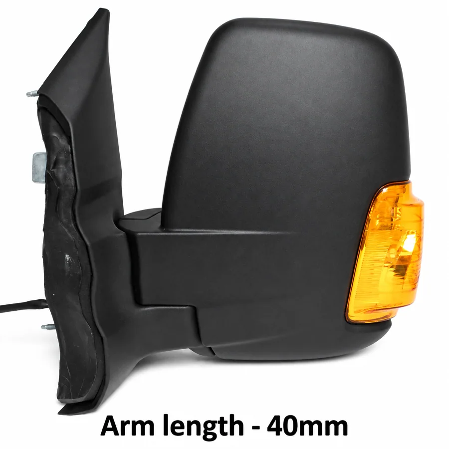 Ford Transit Left Complete Mirror Unit, Black (2014–2019) — Indicator: Yes - Amber 16w