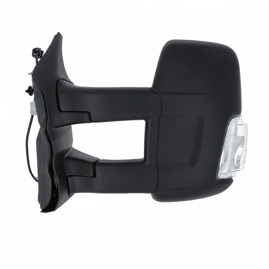 Ford Transit Left Complete Mirror Unit, Black - Textured (2014–2019) — Long Arm - 2 Pin Connector