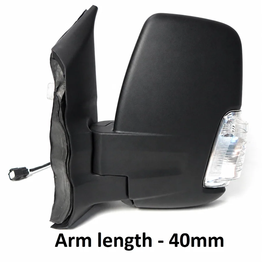Ford Transit Left Complete Mirror Unit, Black (2014–2019) — Indicator: Yes - Clear - 5w