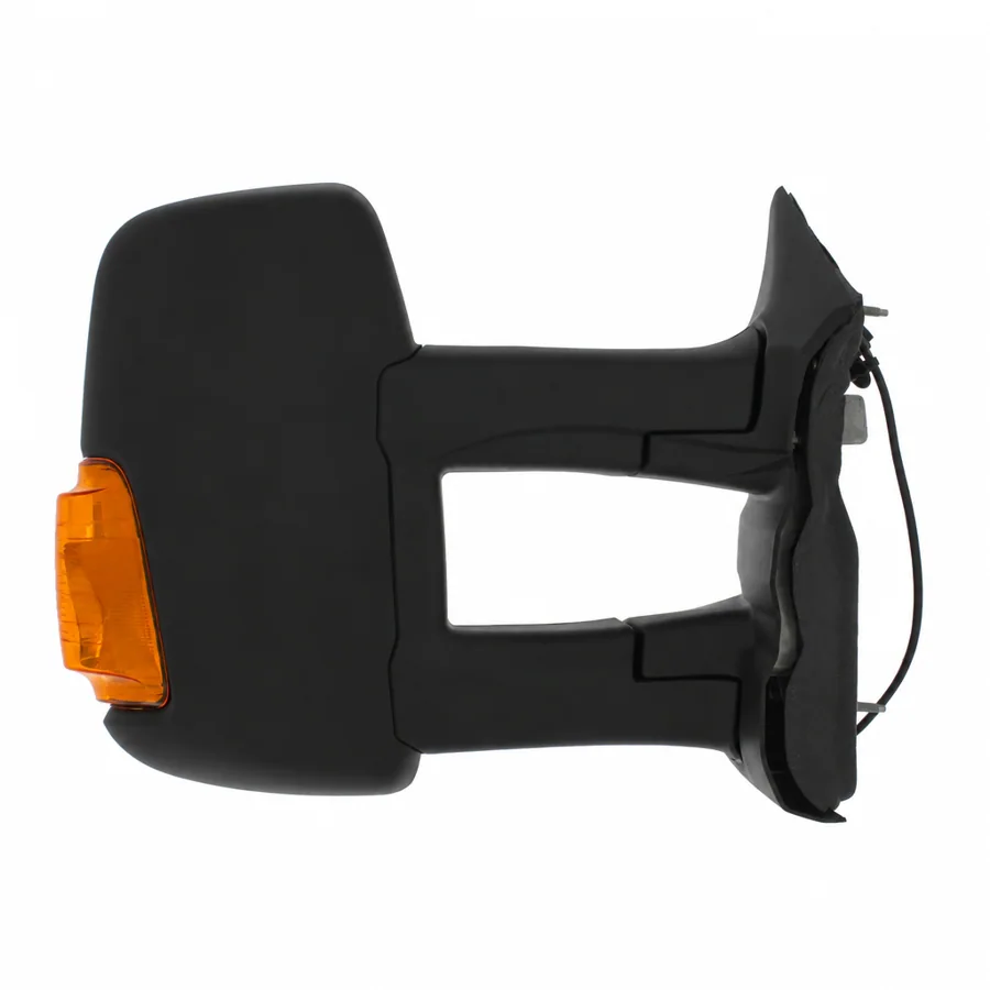 Ford Transit Right Complete Mirror Unit, Black - Textured (2014–2019) — Long Arm - 8 Hole 2 Pin Connector