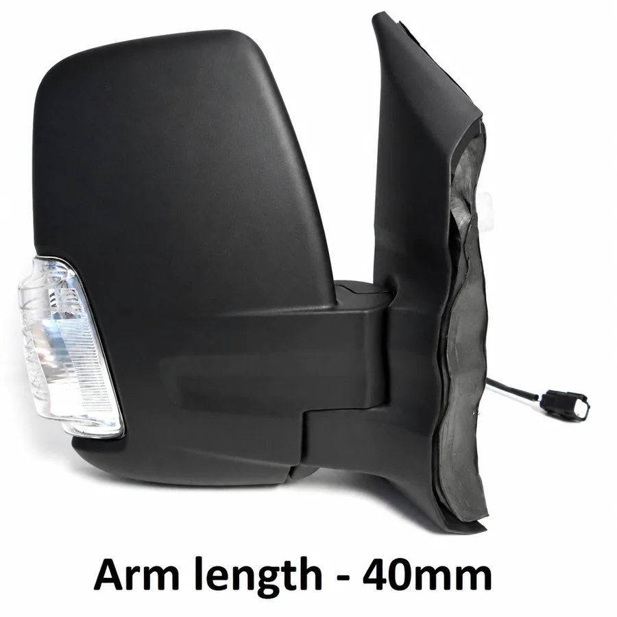 Ford Transit Right Complete Mirror Unit, Black (2014–2019) — Indicator: Yes - Clear - 5w