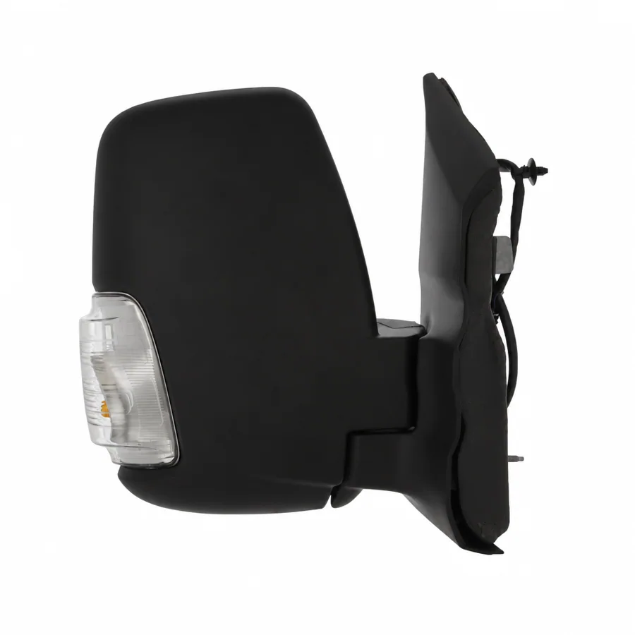 Ford Transit Right Heated Electric Complete Mirror Unit, Black - Textured (2019 onwards) — Indicator: Yes - Clear - Includes 16w Amber Bulb