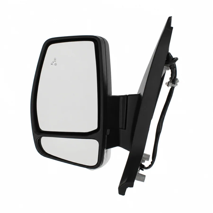 Ford Transit Custom Left Heated Power Folding Complete Mirror Unit, Primed (2018–2024) — 10 Hole 10 Pin Connector With Blind Spot Detection Warning Light — photograph 2