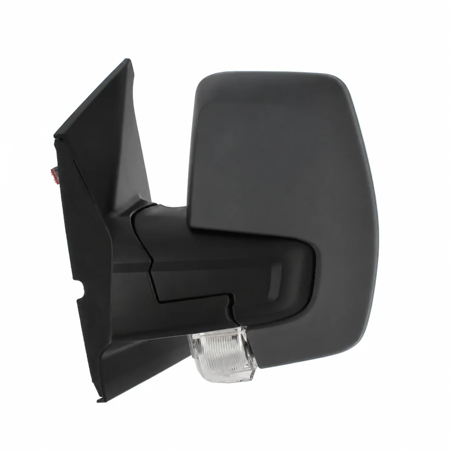 Ford Transit Custom Left Heated Power Folding Complete Mirror Unit, Primed (2018–2024) — 10 Hole 10 Pin Connector With Blind Spot Detection Warning Light