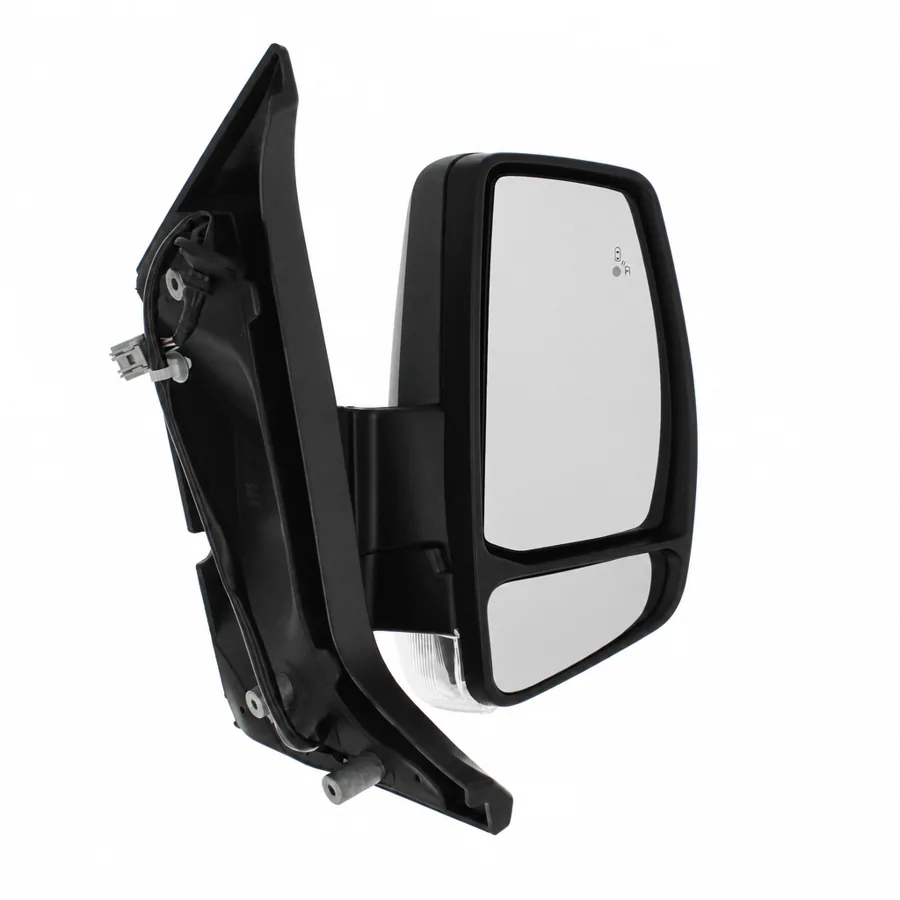 Ford Transit Custom Right Heated Power Folding Complete Mirror Unit, Primed (2018–2024) — 10 Hole 10 Pin Connector With Blind Spot Detection Warning Light — photograph 2