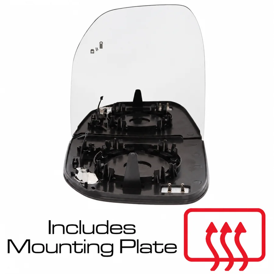 Ford Transit Custom Left Heated Convex Mirror Glass (2023 onwards) — Upper Glass - Includes Blind Spot Indicator