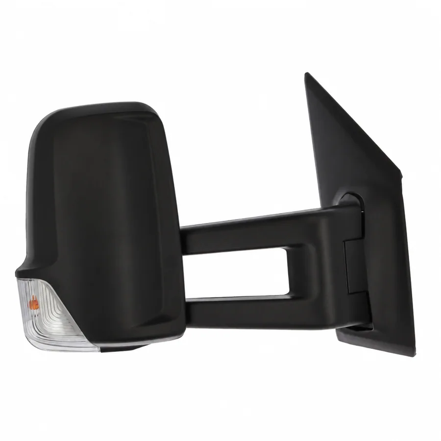 Mercedes Benz eSprinter Right Complete Mirror Unit, Black - Textured (2020 onwards) — Long Arm - Arm Length 250mm - Convex Glass