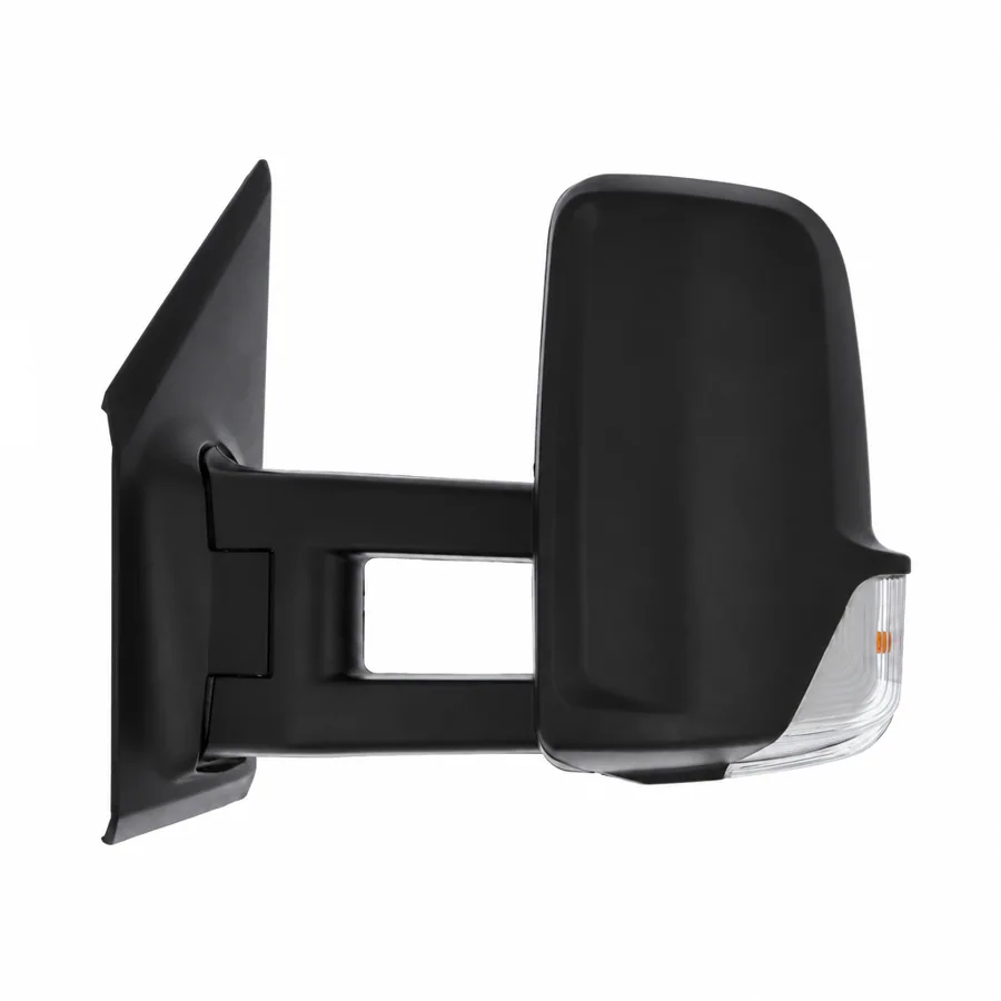 Mercedes Benz Sprinter Left Complete Mirror Unit, Black - Textured (2018 onwards) — Long Arm - Arm Length 190mm - Convex Glass