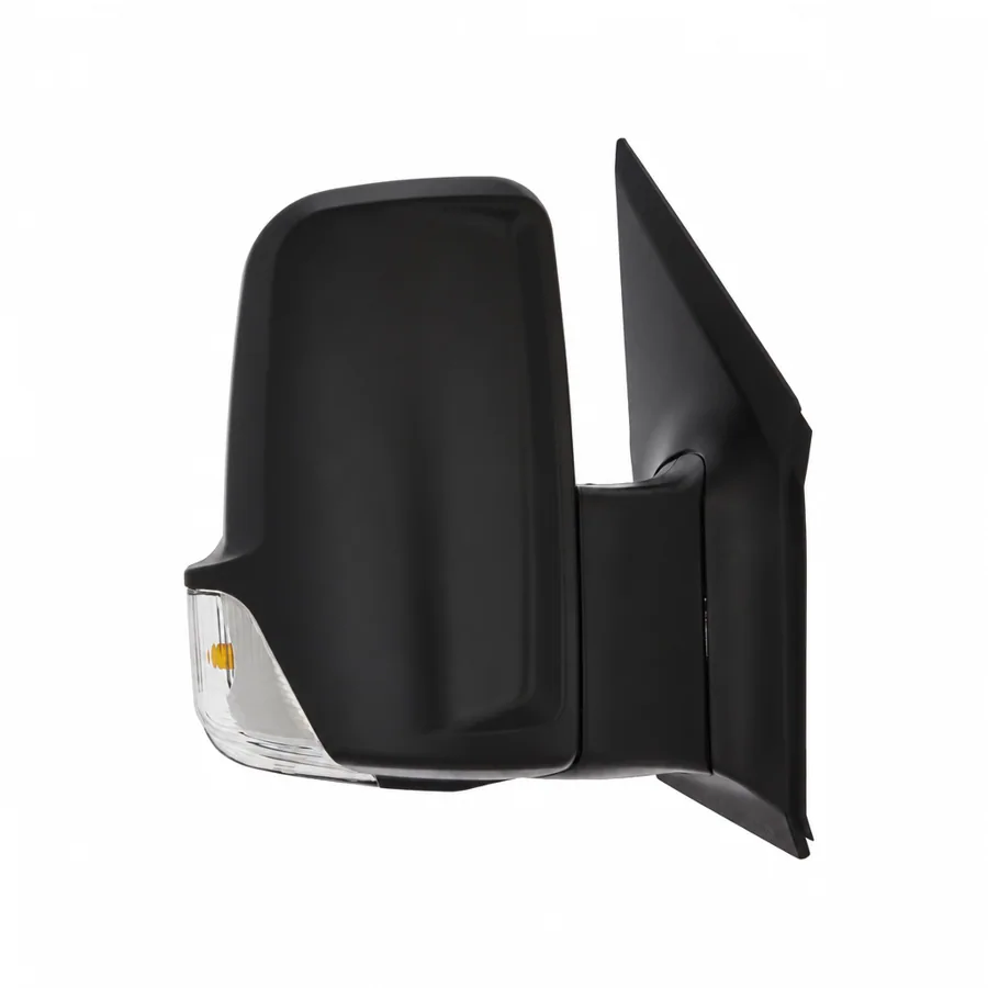 Mercedes Benz Sprinter Right Complete Mirror Unit, Black (2006–2019) — With indicator; Short Arm - Length 75mm