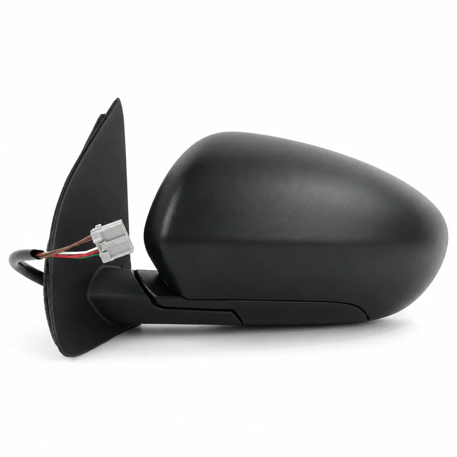 Nissan Qashqai+2 Left Heated Electric Complete Mirror Unit, Paintable - Black (2008–2014)