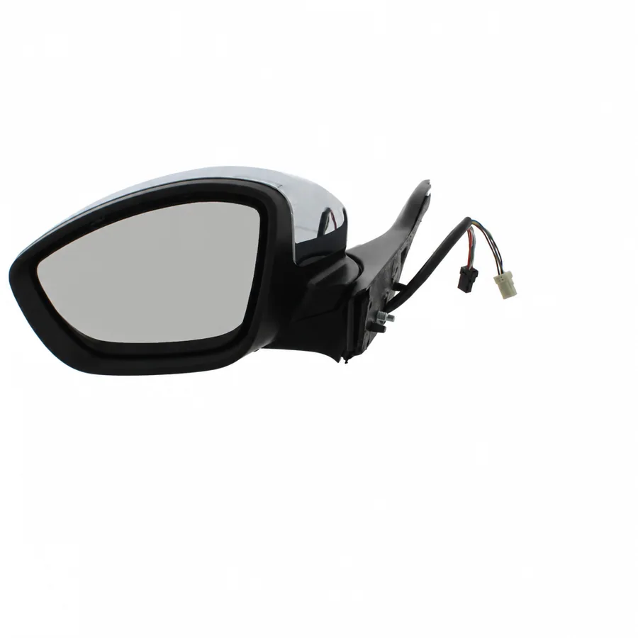 Peugeot 2008 Left Heated Power Folding Complete Mirror Unit (2013–2020) — Black Arm With Chrome Trim & Chrome Cover — photograph 2