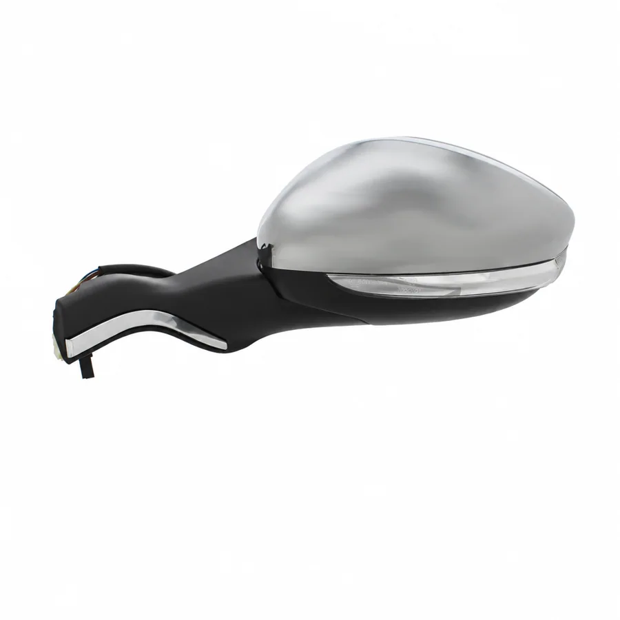 Peugeot 2008 Left Heated Power Folding Complete Mirror Unit (2013–2020) — Black Arm With Chrome Trim & Chrome Cover