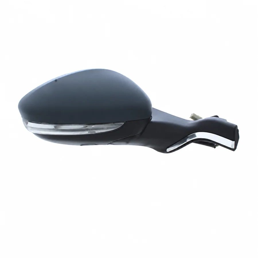 Peugeot 208 Right Heated Power Folding Complete Mirror Unit (2012–2019) — Black Arm With Chrome Trim & Primed Cover