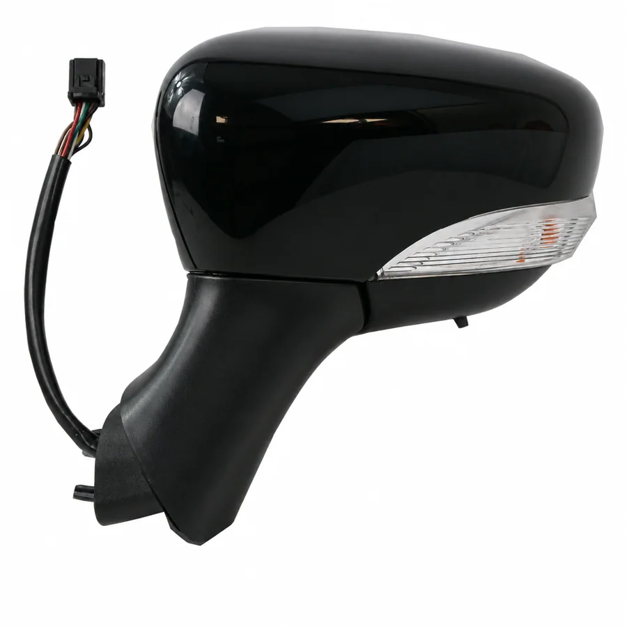 Renault Clio Left Heated Electric Complete Mirror Unit, Polished Black (2012–2019)