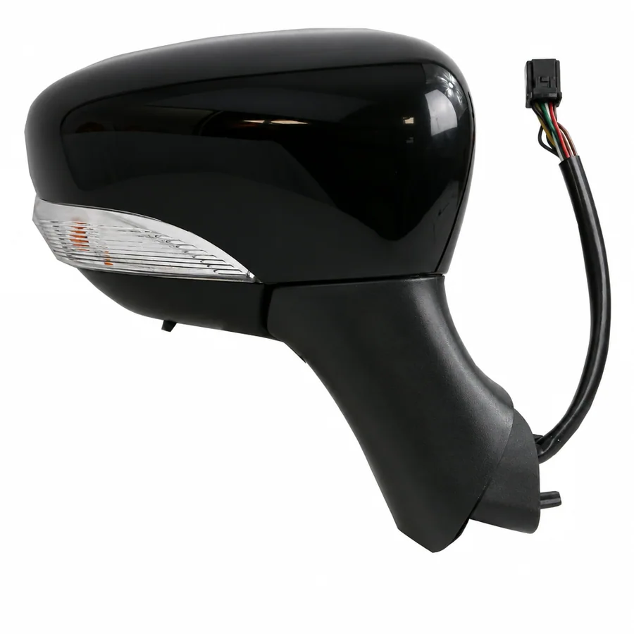 Renault Clio Right Heated Electric Complete Mirror Unit, Polished Black (2012–2019)