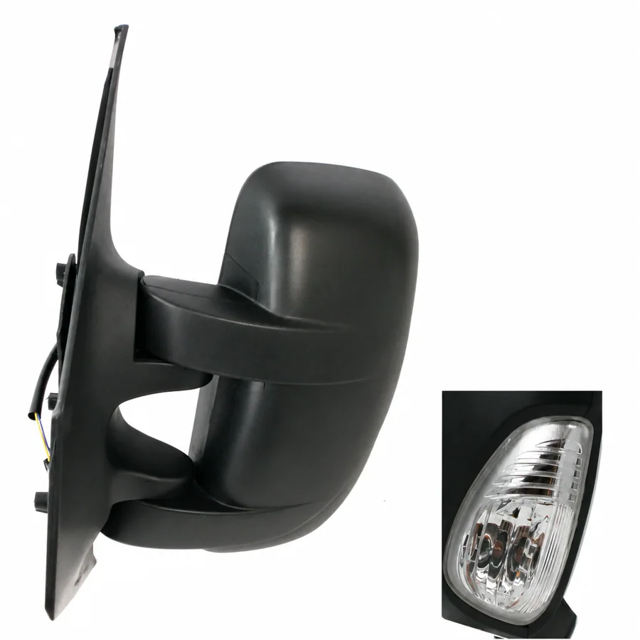Renault Master Left Heated Electric Complete Mirror Unit, Black (2010–2025) — Indicator: Yes - Clear - 5w Bulb