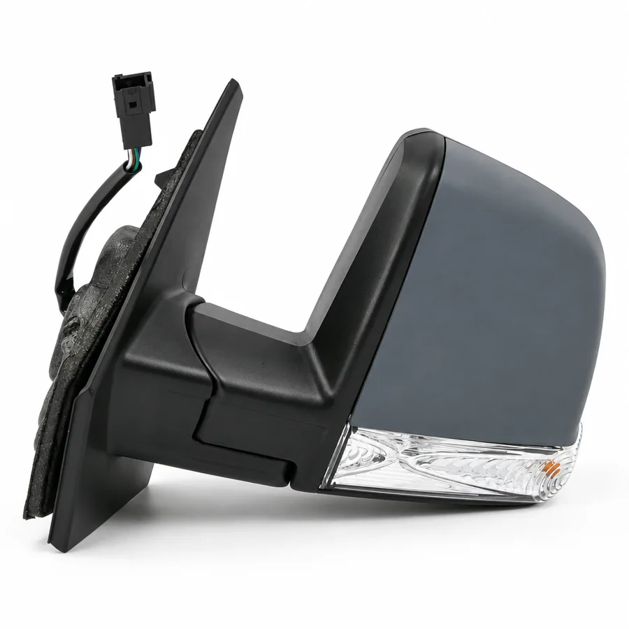 Vauxhall Combo Left Heated Electric Complete Mirror Unit, Primed (2011–2018) — Single Glass - 6 Pin Connector