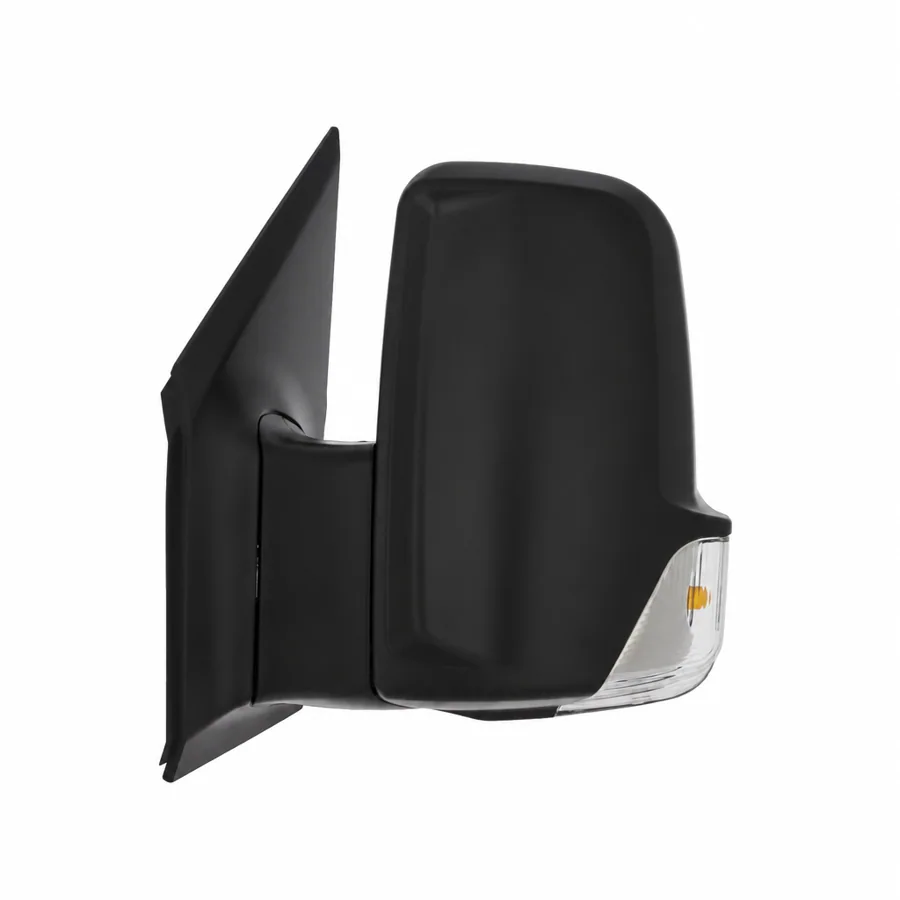 VW Crafter Left Complete Mirror Unit, Black (2006–2017) — With indicator; Short Arm - Length 75mm