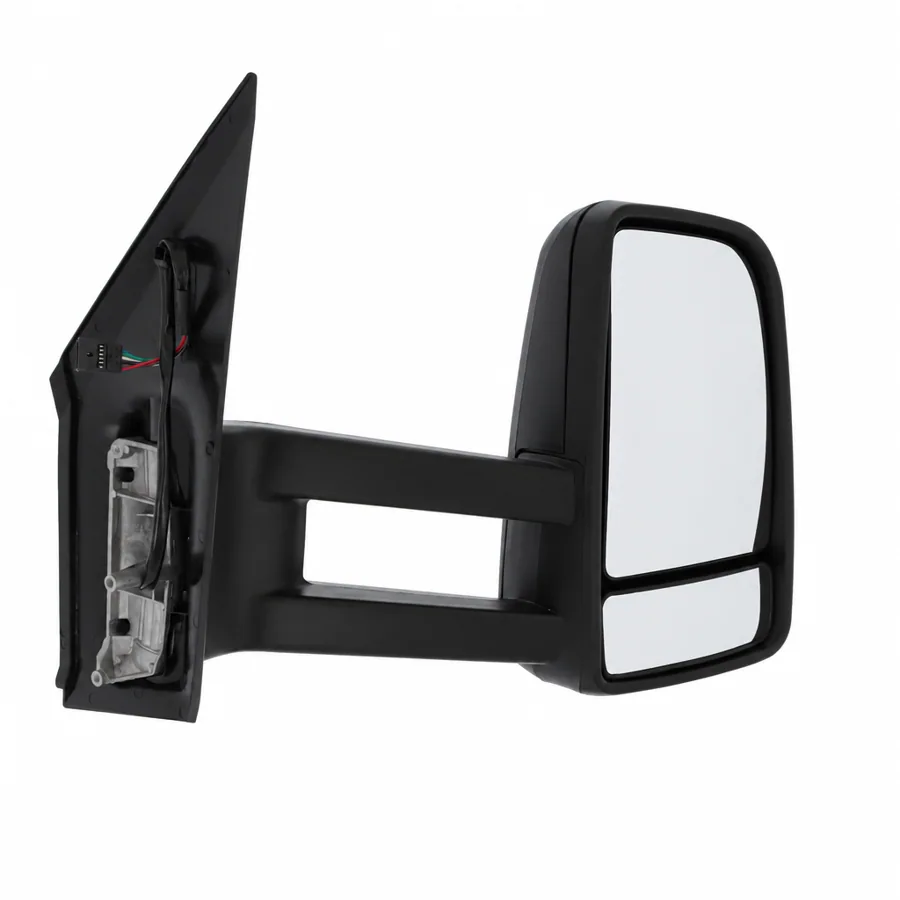 VW Crafter Right Heated Electric Complete Mirror Unit, Black (2006–2017) — Long Arm - Length 140mm — photograph 3