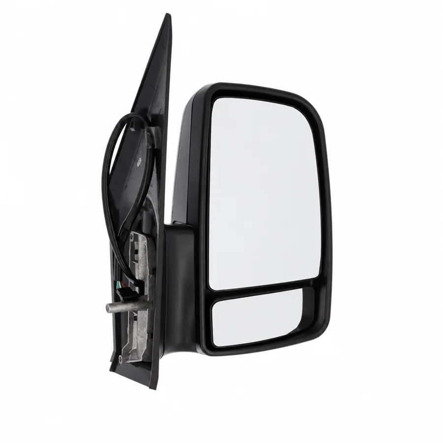 VW Crafter Right Heated Electric Complete Mirror Unit, Black (2006–2017) — Short Arm - Arm Length 75mm — photograph 2