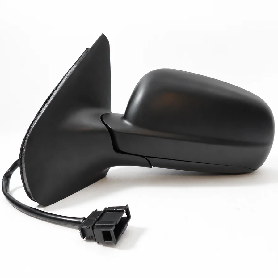 VW Golf Left Heated Electric Complete Mirror Unit, Paintable - Black (1997–2006)