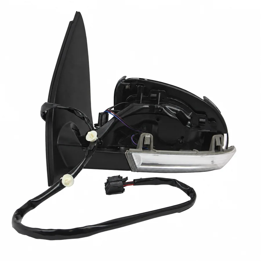 VW Golf Left Heated Electric Complete Mirror Unit, Primed (2003–2010)
