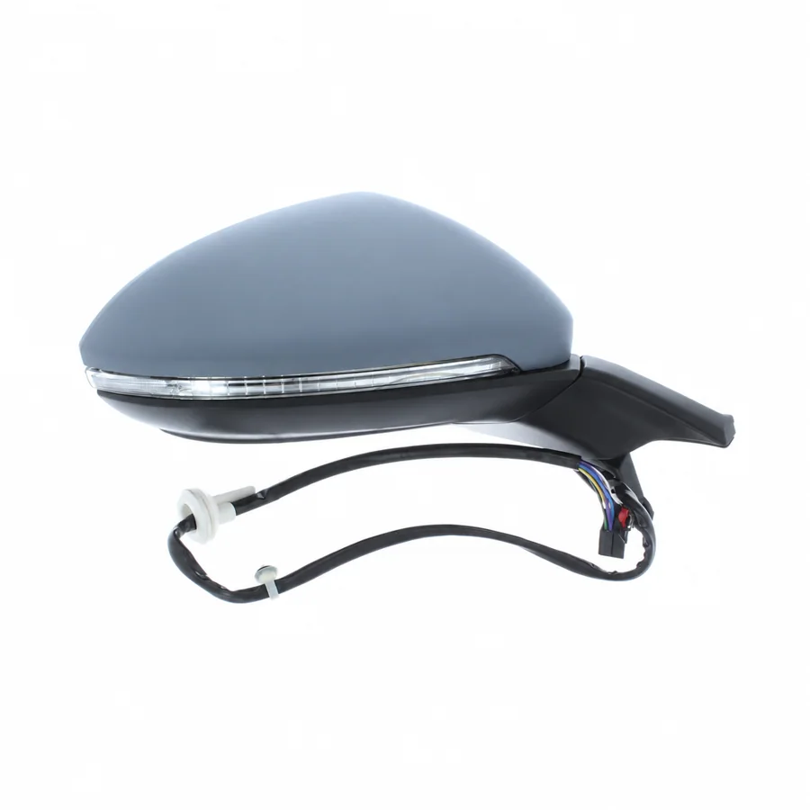 VW Golf Right Heated Power Folding Complete Mirror Unit, Primed (2012–2020)
