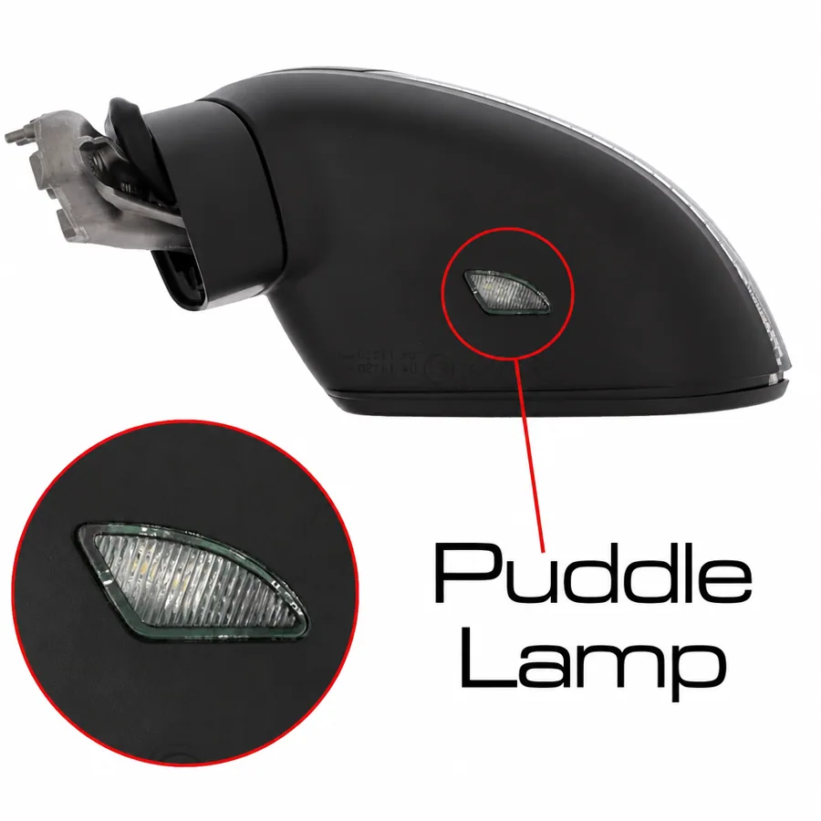 VW Passat Left Heated Power Folding Complete Mirror Unit, Primed (2014–2024)