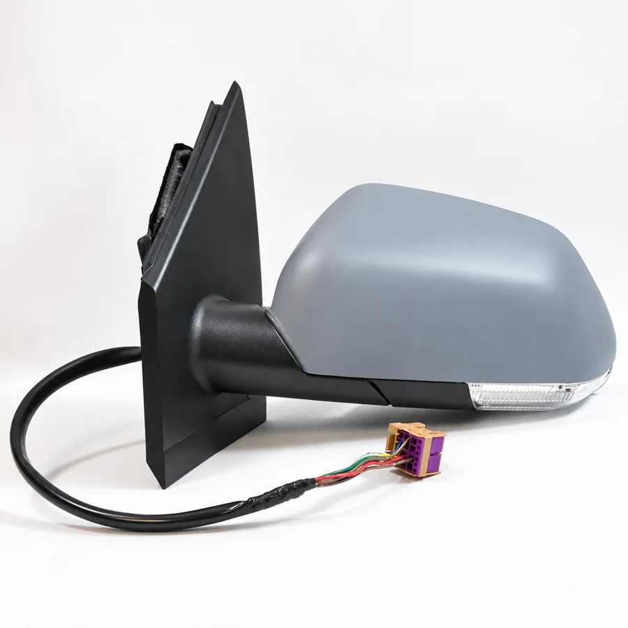 VW Polo Left Heated Electric Complete Mirror Unit, Primed (2005–2010)