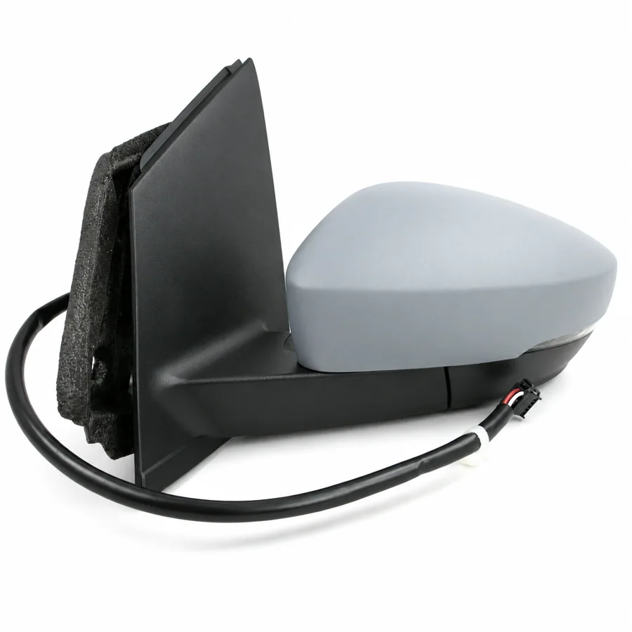 VW Polo Left Heated Electric Complete Mirror Unit, Primed (2009–2018)