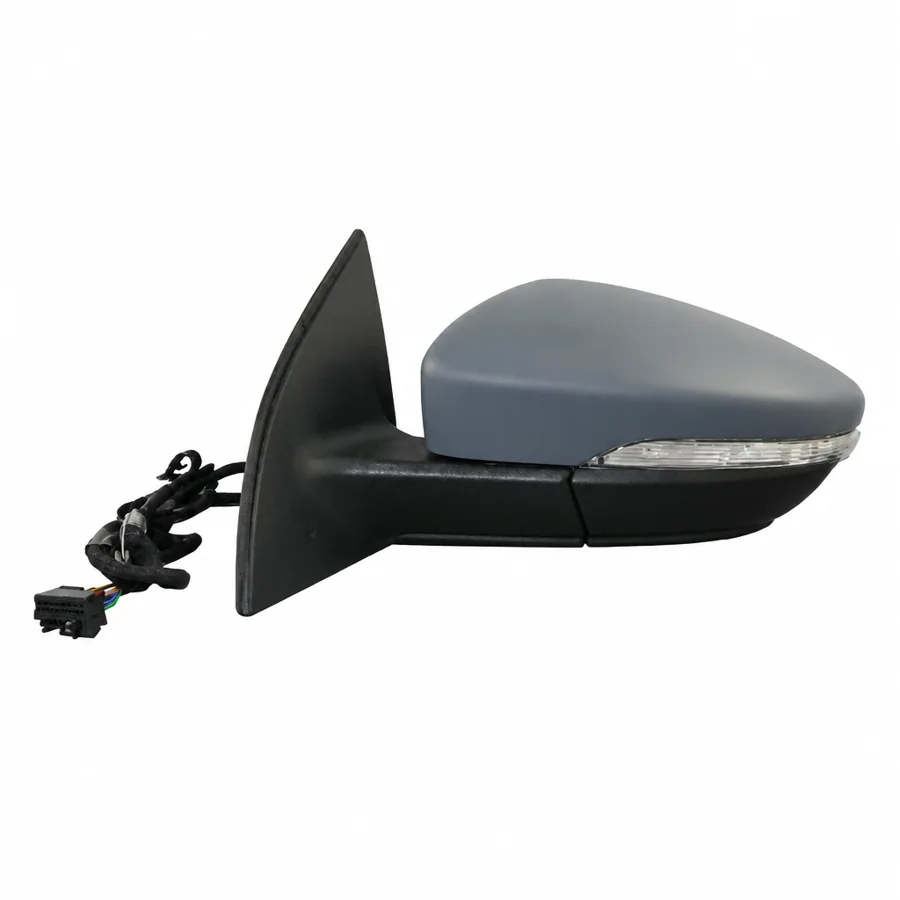 VW Scirocco Left Heated Power Folding Complete Mirror Unit, Primed (2008–2018)