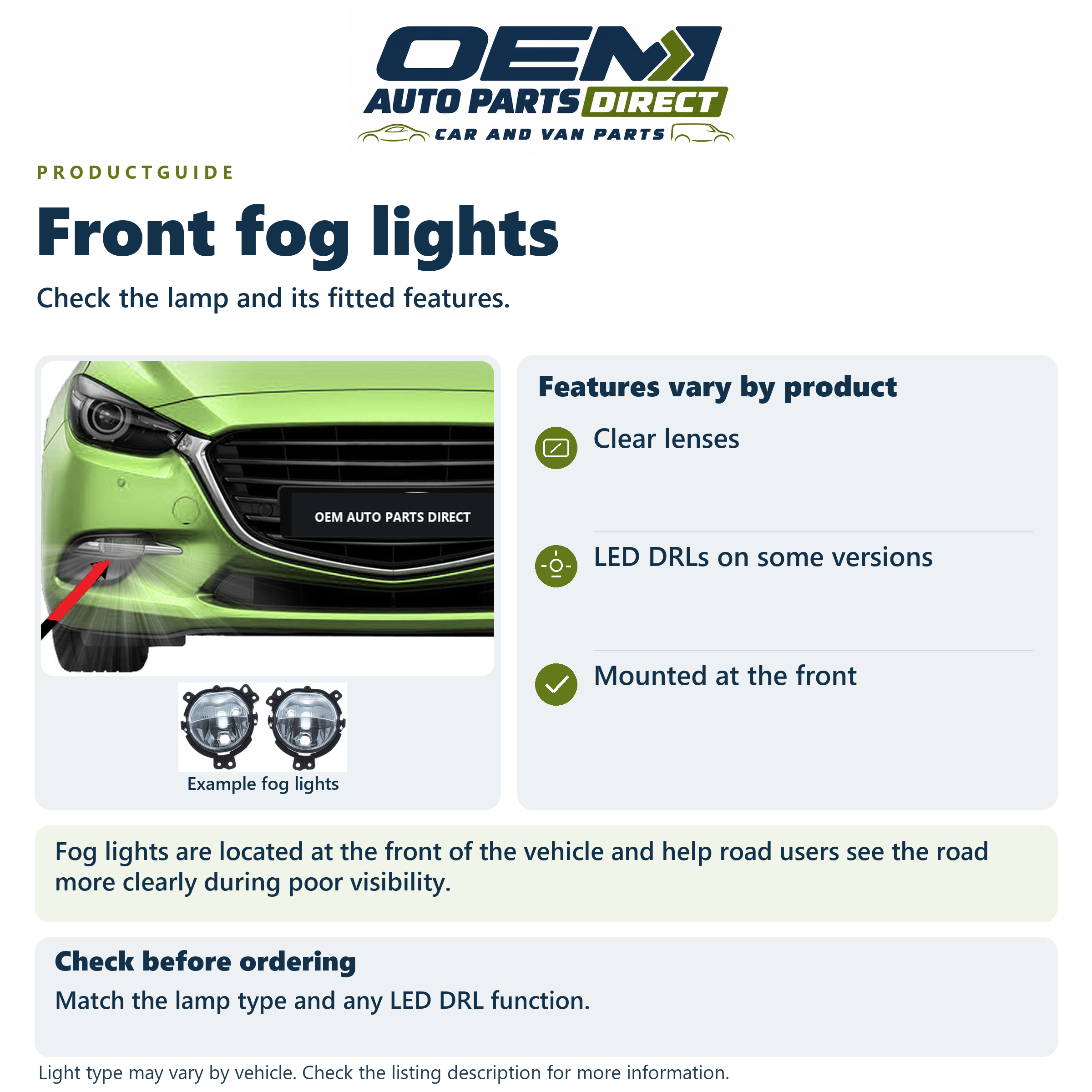 OEM Auto Parts Direct — Front fog lights product guide