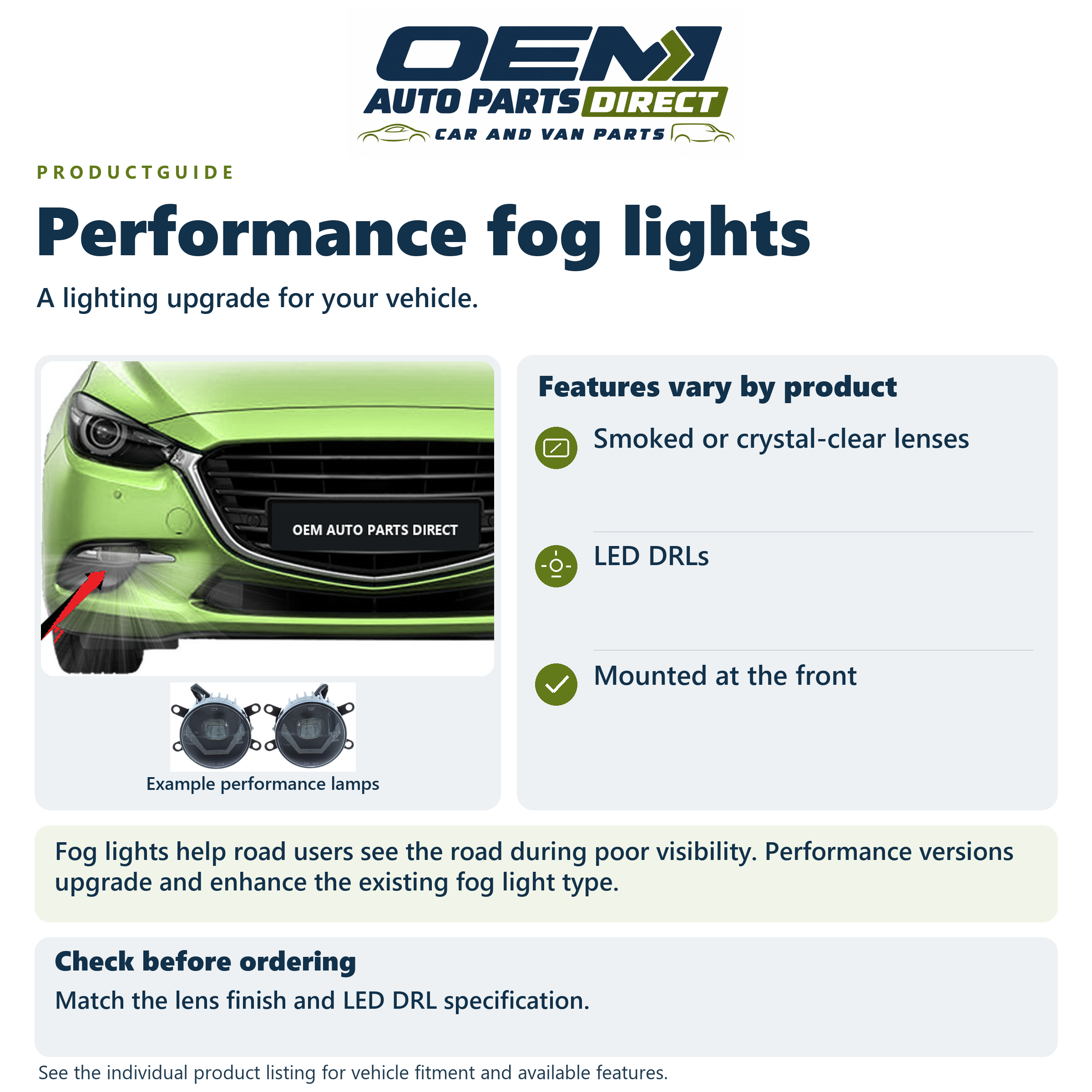OEM Auto Parts Direct — Performance fog lights product guide